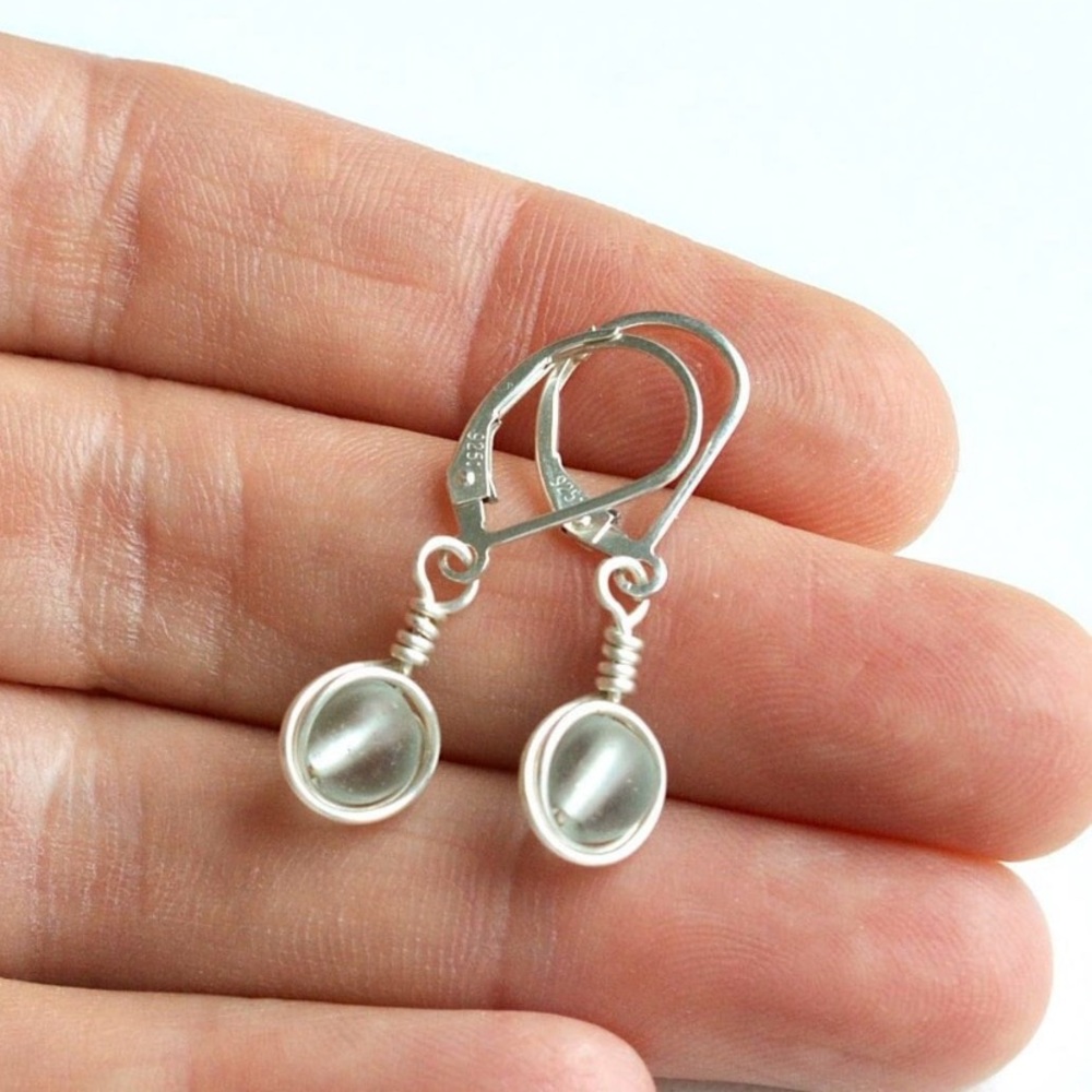 NWT Sea glass lever back earrings Truly a color of the sea hints of blue & green